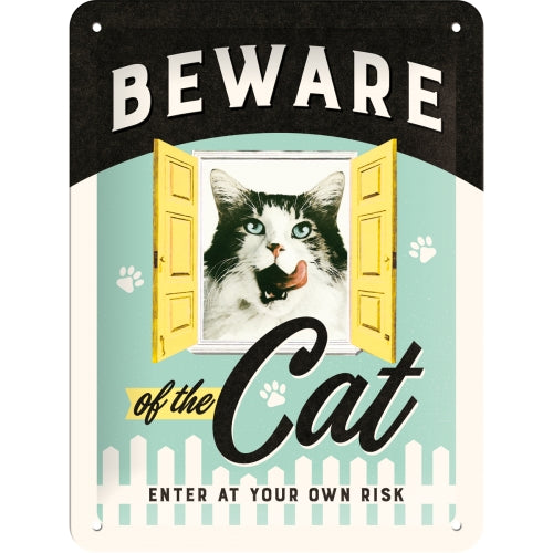 Tin Sign Beware of the Cat