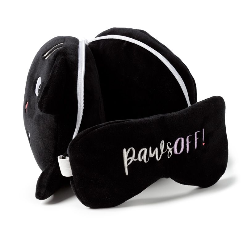 Relaxeazzz Feline Fine Cat Plush Travel Pillow & Eye Mask