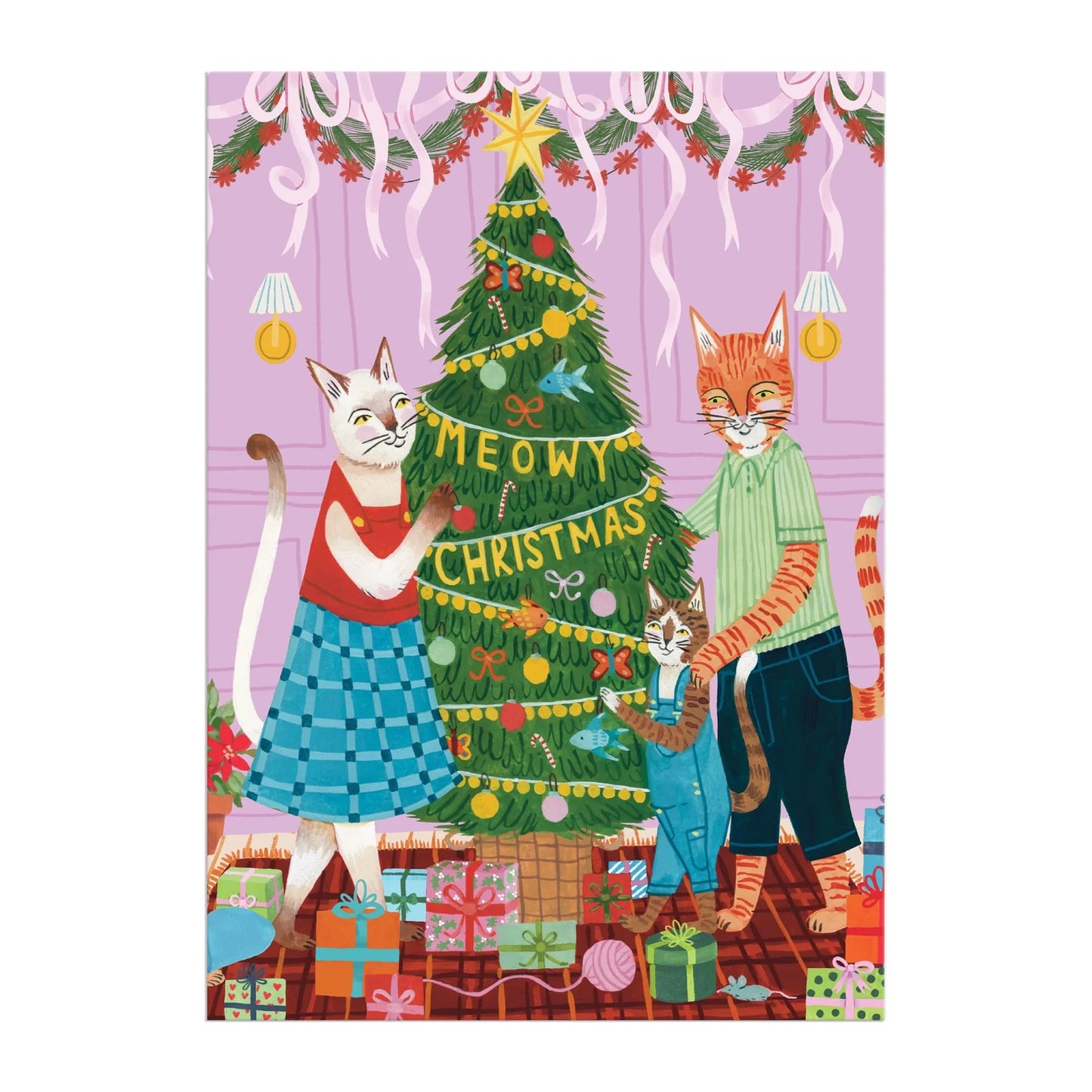 Meowy Christmas Greeting Card Puzzle, 60 pcs.