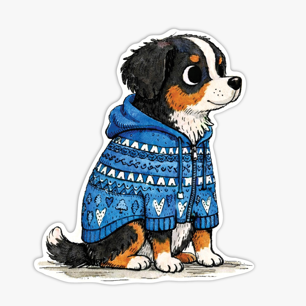 Наклейка Бернский зенненхунд в свитере