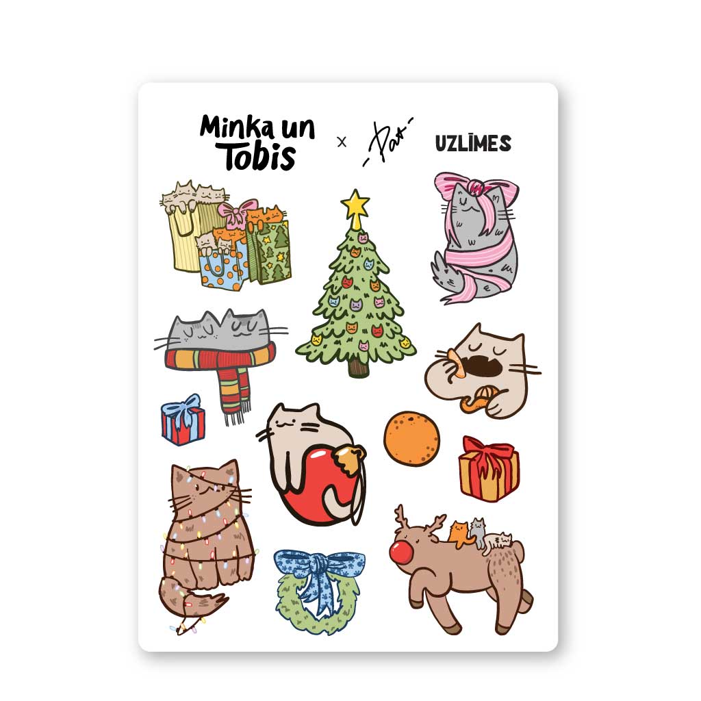 Наклейки Рождественские коты