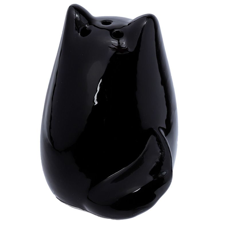 Feline Fine Black & Grey Cat Ceramic Salt & Pepper Set