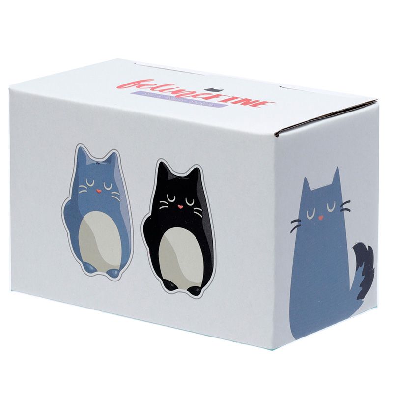 Feline Fine Black & Grey Cat Ceramic Salt & Pepper Set