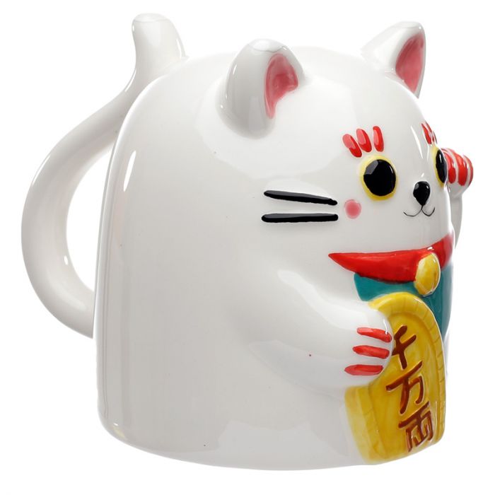 Laimes Kaķa Maneki Neko apgrieztā keramikas krūze