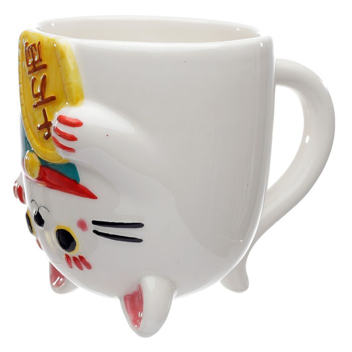 Laimes Kaķa Maneki Neko apgrieztā keramikas krūze