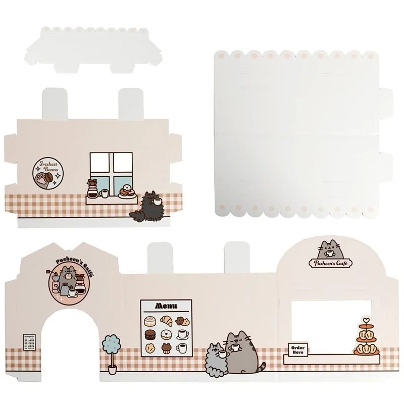 Kafejnīcas formas kartona spēļu māja Pusheen the Cat