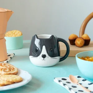 Keramikas krūze Kitty melnbalta