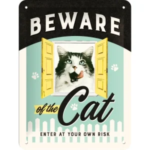 Metāla plāksne Beware of the Cat