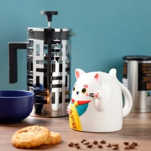 Laimes Kaķa Maneki Neko apgrieztā keramikas krūze