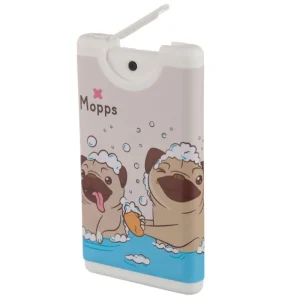 Pug mopša roku sanitaizers