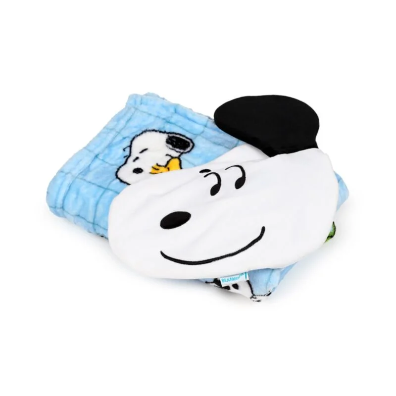 2-in-1 plīša ceļojumu sega un mantiņa Blankeazzz Peanuts Snoopy & Woodstock