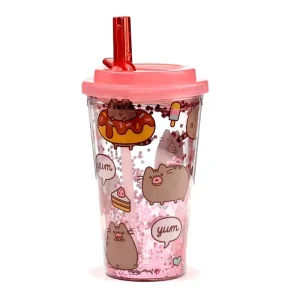 Neplīstoša krūzīte ar dubultām sienām un salmiņu Pusheen Foodie