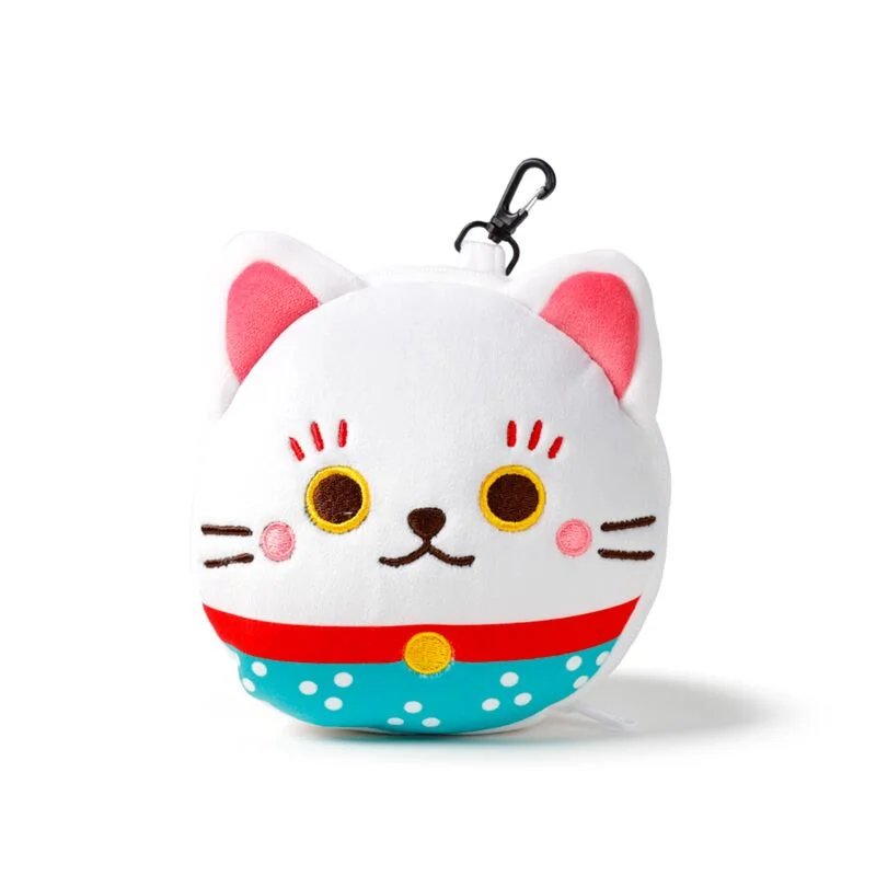 Plīša ceļojumu spilvens un acu maska Maneki Neko Laimes kaķis Relaxeazzz
