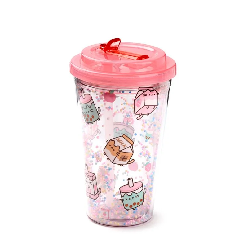 Neplīstoša krūzīte ar dubultām sienām un salmiņu Pusheen Sips