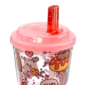 Neplīstoša krūzīte ar dubultām sienām un salmiņu Pusheen Foodie