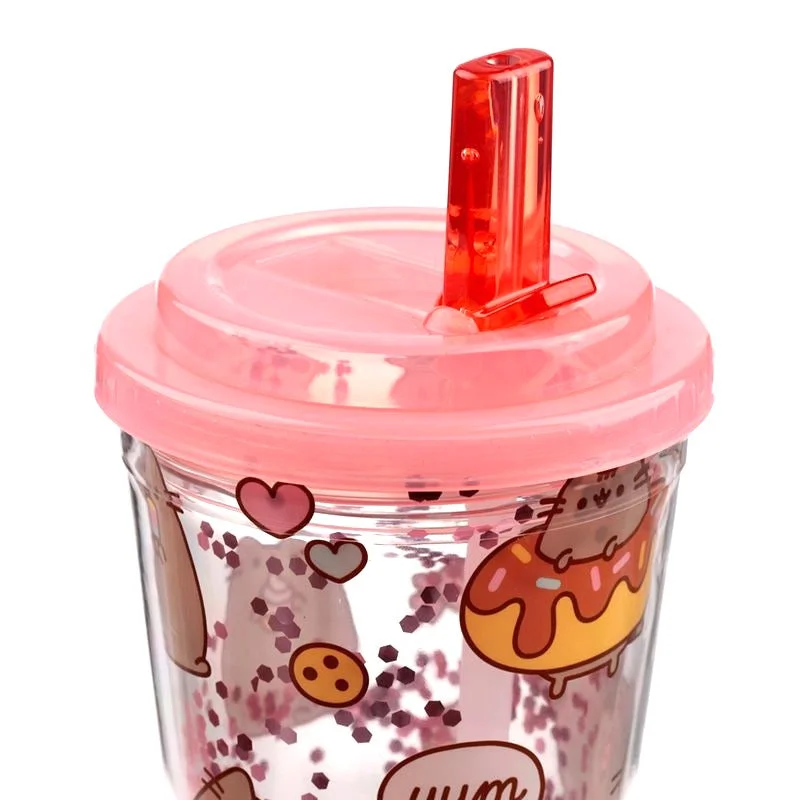 Neplīstoša krūzīte ar dubultām sienām un salmiņu Pusheen Foodie