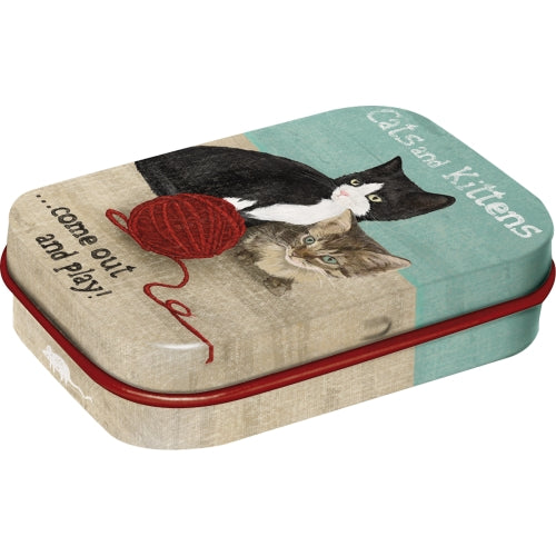 Metāla kastīte ar piparmētru konfektēm Cats and Kittens