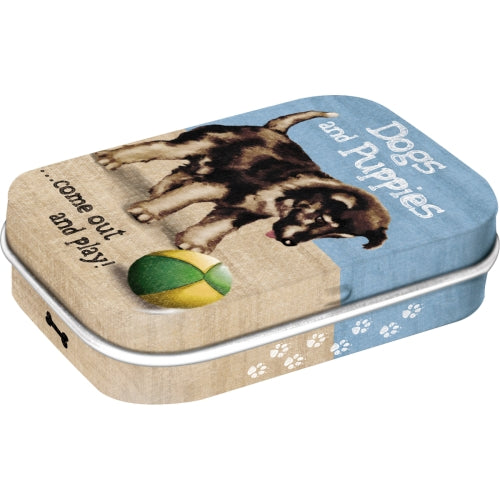 Metāla kastīte ar piparmētru konfektēm Dogs and Puppies