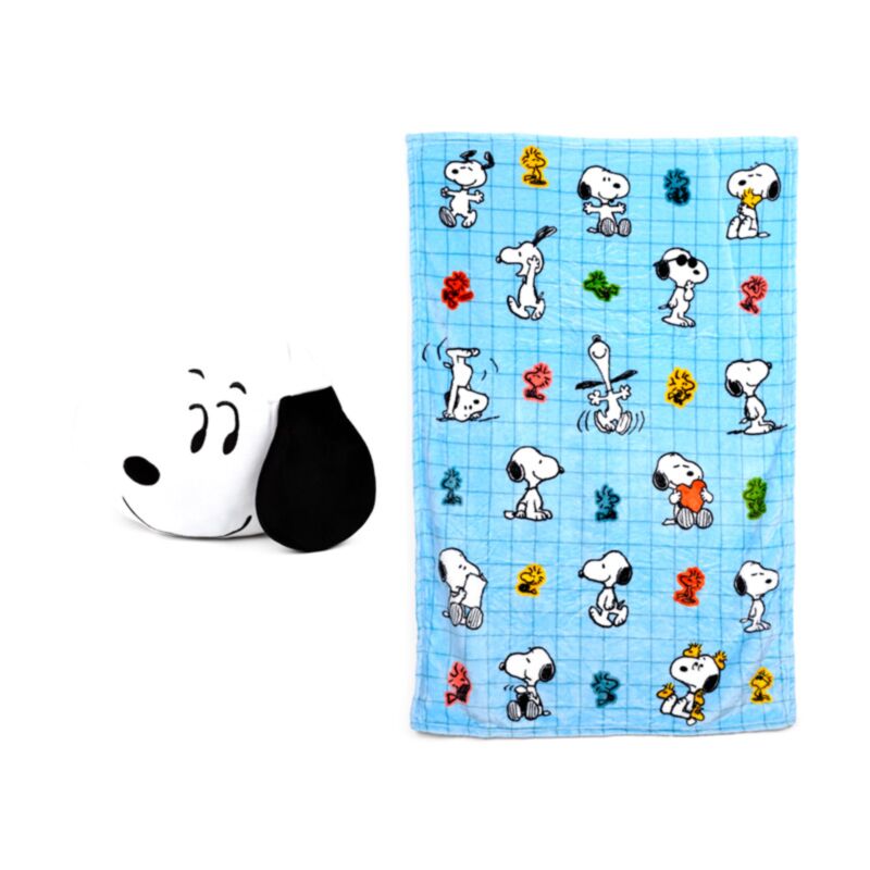 Blankeazzz Peanuts Snoopy & Woodstock 2-in-1 Plush Toy & Travel Blanket 