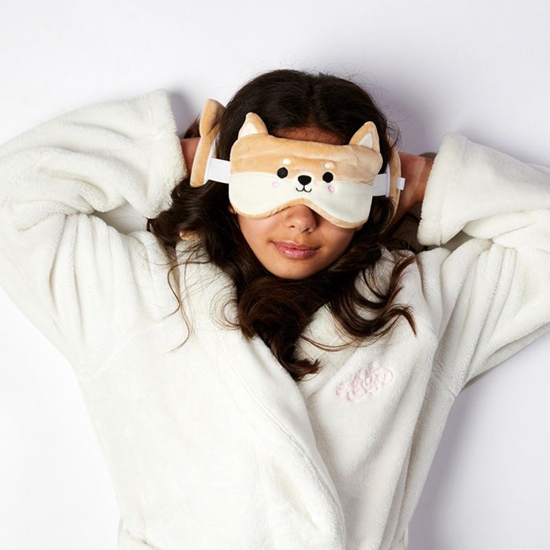 Relaxeazzz Shiba Inu Dog Plush Travel Pillow & Eye Mask