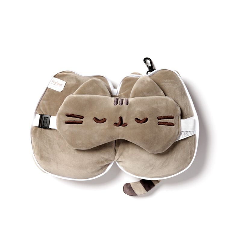Plīša ceļojumu spilvens un acu maska Pusheen Cat
