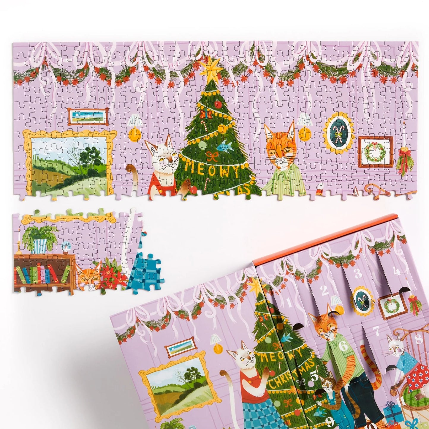 Adventes kalendārs-puzle Meowy Christmas, 500 gab.