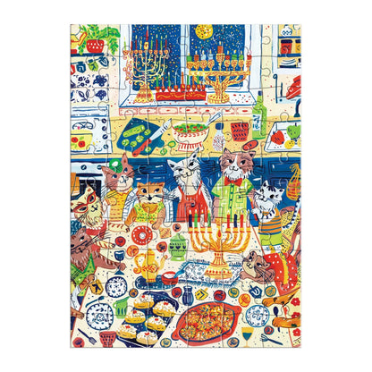 Apsveikuma kartiņa-puzle Happy Hanucats, 60 gab.