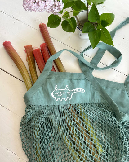 Kitty Mesh Shopping Bag, Sage Green