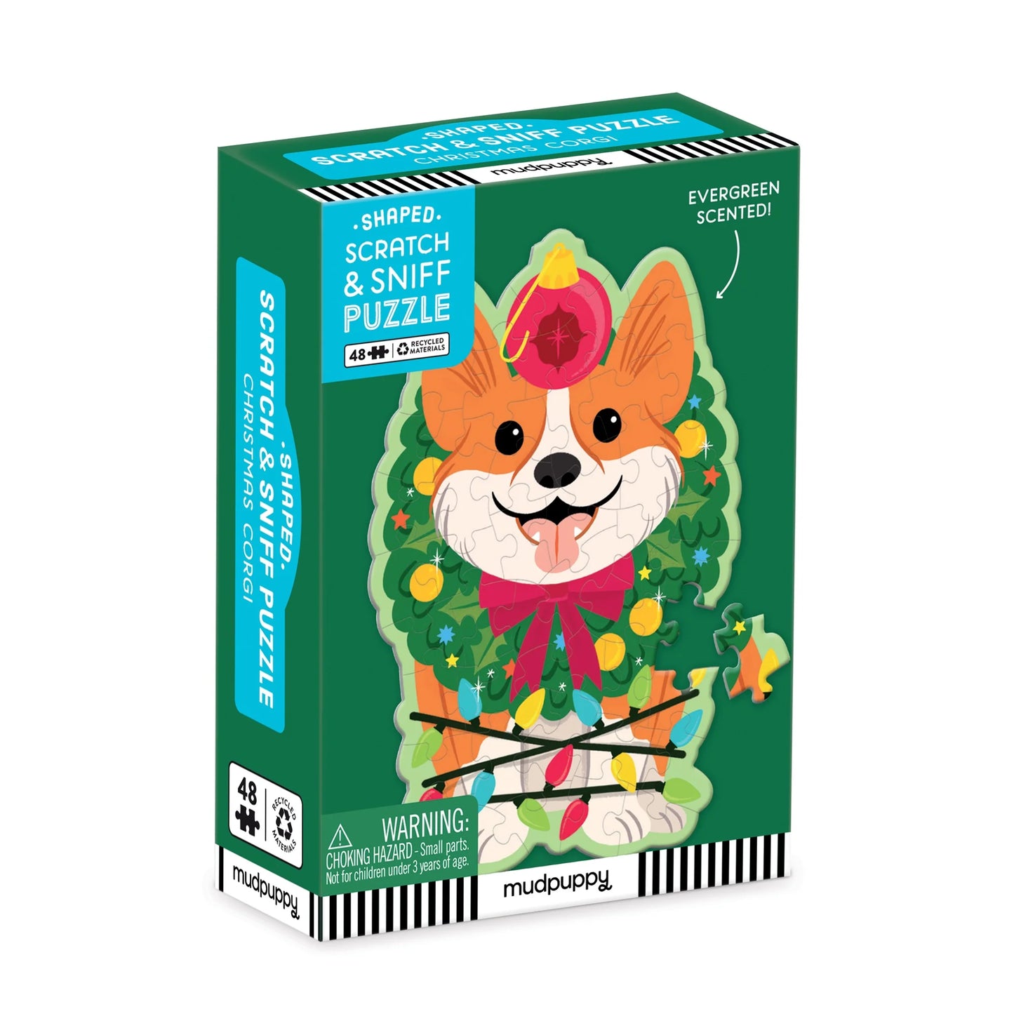 Mini-puzle ar eglītes aromātu Christmas Corgi, 48 gab.