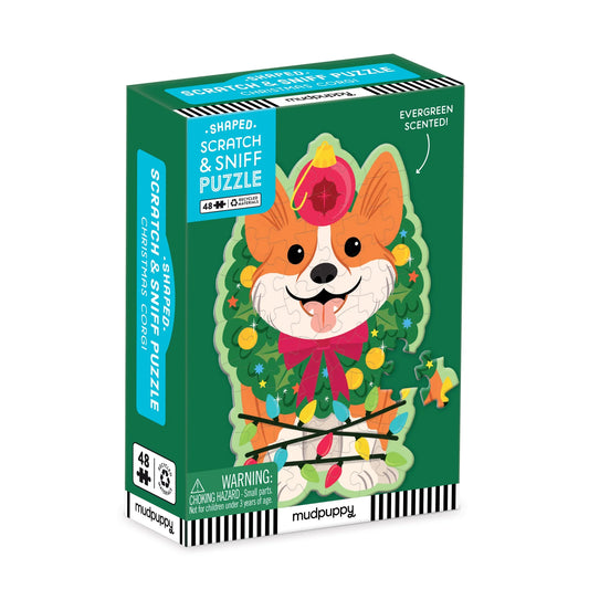 Mini-puzle ar eglītes aromātu Christmas Corgi, 48 gab.