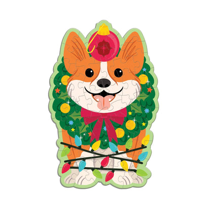 Mini-puzle ar eglītes aromātu Christmas Corgi, 48 gab.