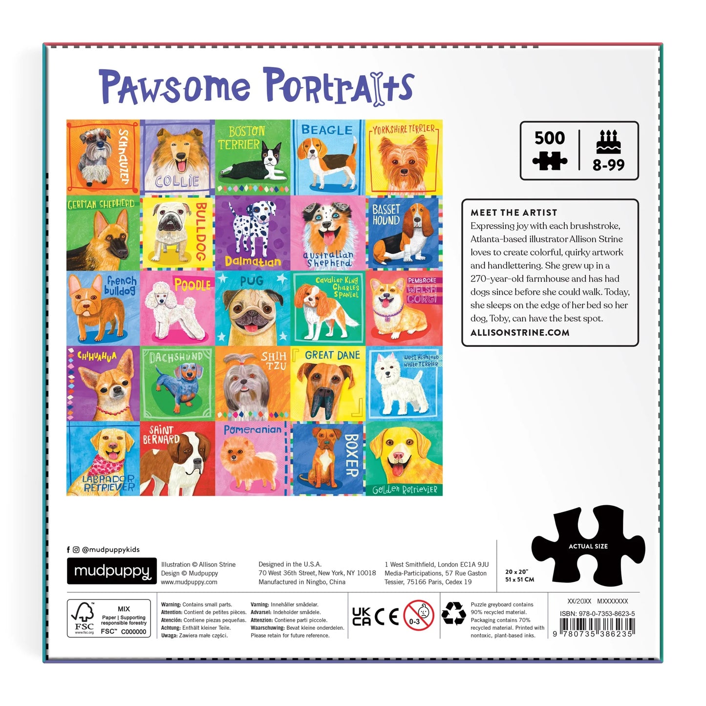 Puzle Pawsome Portraits, 500 gab.