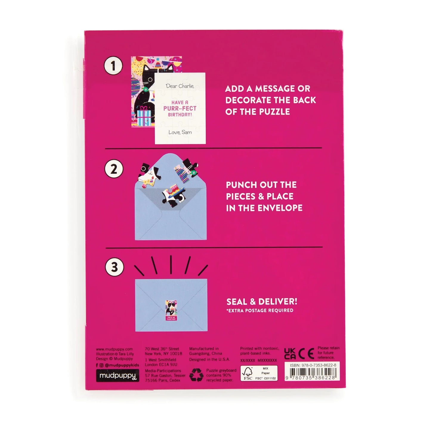 Apsveikuma kartiņa-puzle Purr-fect Cat, 12 gab.