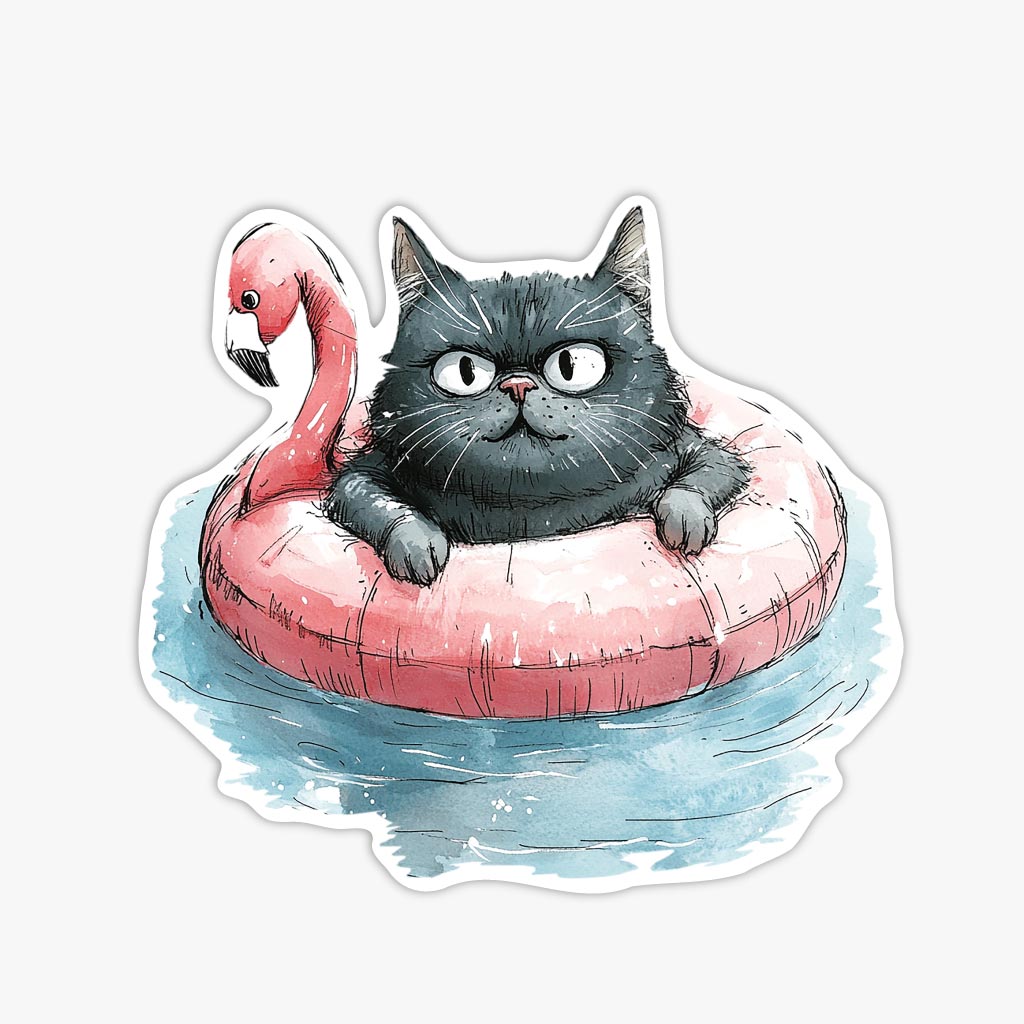 Floating Cat Sticker