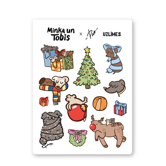 Наклейки Рождественские собаки