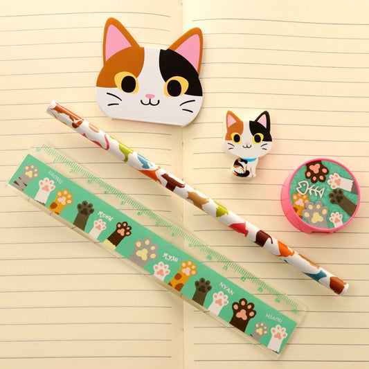 Cute Kitty Cat 5 Piece Stationery Set