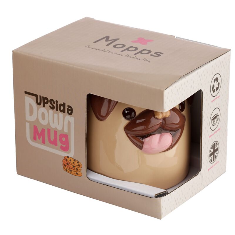 Apgreiztā keramikas krūze Mopps Pug